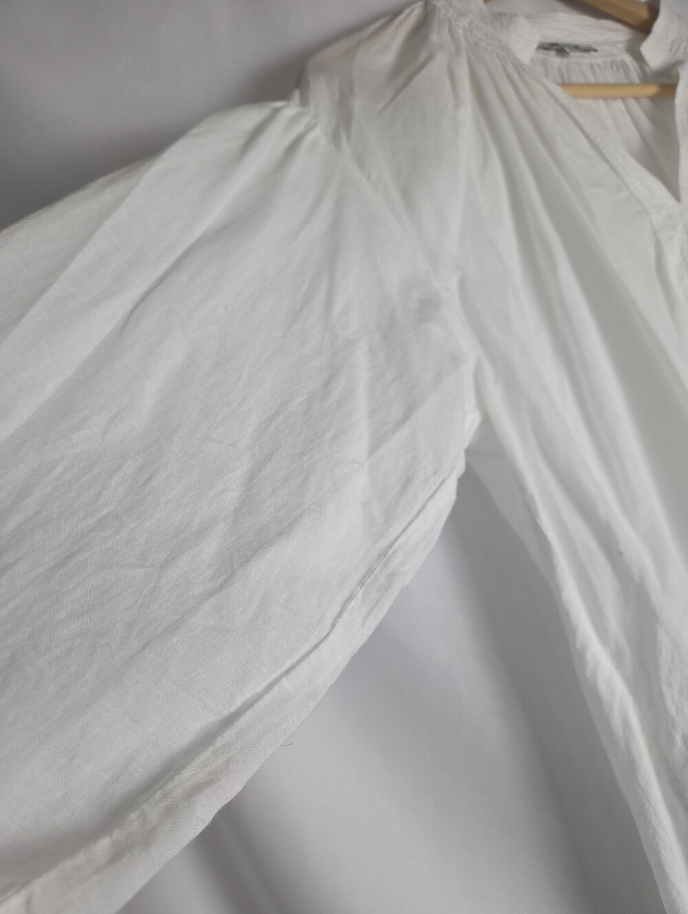 Madewell Shirred Long Sleeve Lightweight Flowy Blouse Cotton Blend wlwhite - Picture 5 of 16